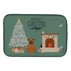 14 X 21 In. Chinese Chongqing Dog Christmas Everyone Dish Drying Mat