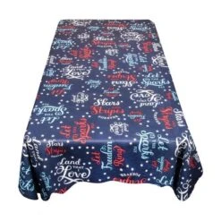 Carnation Home Fashions DFLN-70-US 52 X 52 In. USA Vinyl Flannel Backed Tablecloth In Red; White & Blue