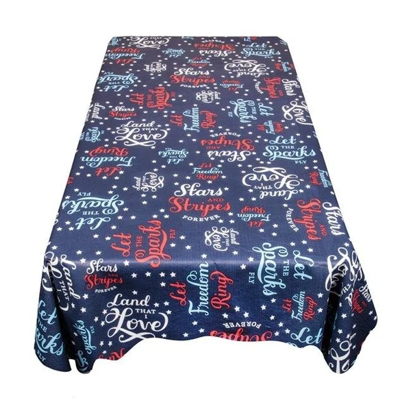 Carnation Home Fashions DFLN-70-US 52 X 52 In. USA Vinyl Flannel Backed Tablecloth In Red; White & Blue