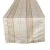 14 X 72 In. Cream Metallic Plaid Table Runner