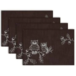 Owls Embroidered Placemat Set