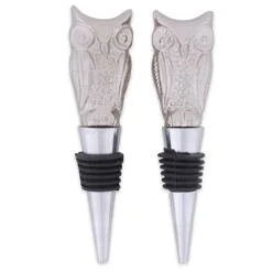 Silver Owl Bottle Stopper - Set Of 2