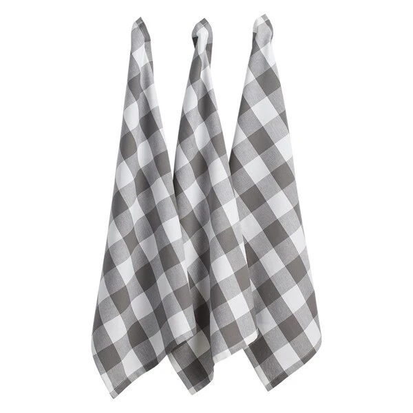 Grey & White Buffalo Check Dishtowel