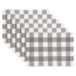 Grey & White Buffalo Check Ribbed Placemat