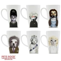 Empire Art Direct MUG-PRC-6 20 Oz Pets Rock Royal Collectible Fine Bone China Coffee Mugs - White; Set Of 6