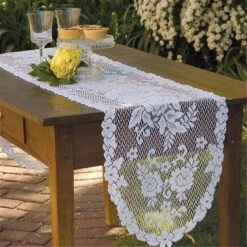 13 X 45 In. Victorian Rose RunnerWhite