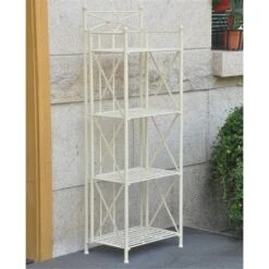 Narrow 4-Tier Iron Folding Bakers Rack, White