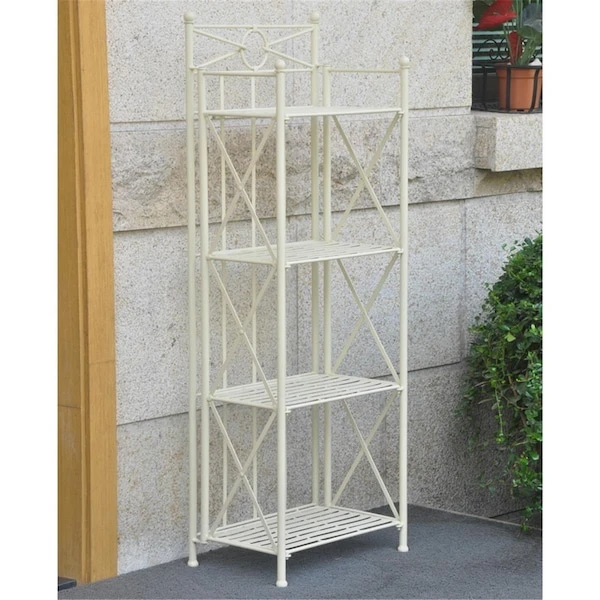 Narrow 4-Tier Iron Folding Bakers Rack, White
