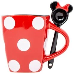 Mickey Mouse 11 Oz Disney Minnie Mouse Dress Polka Dots Mug With Spoon
