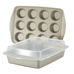 Nonstick Bakeware Set 3 Piece Silver