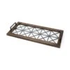 HomeRoots Brown Wood With Geometrically Metal Frame & Glass Bottom Tray