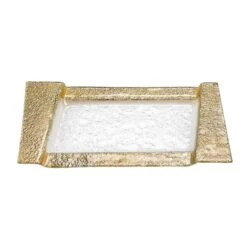 HomeRoots 13 In. Handcrafted Gold Snack Or Vanity Tray