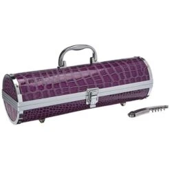 Wine Clutch Insulated Single Bottle Wine Tote; Purple