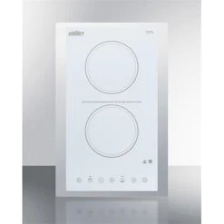 15 In. 115v 2-Burner Cooktop With Digital Controls - Stainless Steel Collar, Ceramic Glass - White