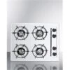 Summit WNL033 24 In. Wide 4 Burner Gas Cooktop; White With Gas Spark Ignition