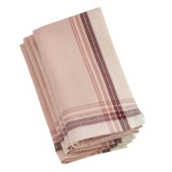 SARO 9745.SL20S 20 In. Square Cotton Table Napkins With Stitched Border Design - Salmon Set Of 4