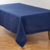 SARO 6306.NB70160B 70 X 160 In. Rectangular Classic Hemstitch Border Tablecloth - Navy Blue