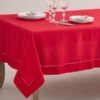 SARO 70 X 120 In. Rectangle Classic Hemstitch Border Tablecloth Red