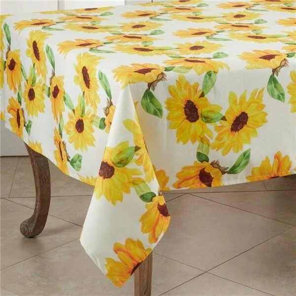 SARO 2139.Y55S 55 In. Square Sunflower Design Table Topper Yellow