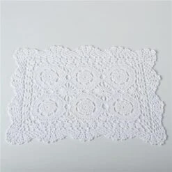 SARO 869.W1218B 12 X 18 In. Rectangle Handmade Crochet Lace Placemat - White Set Of 4