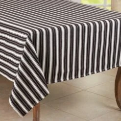 SARO Cotton Tablecloth With Striped Design