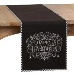 SARO 4166.BK1472B Table Runner With Happy Halloween Design