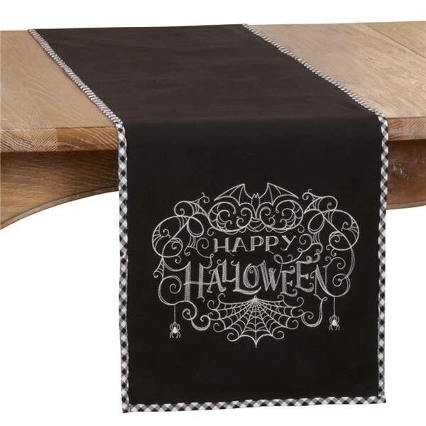 SARO 4166.BK1472B Table Runner With Happy Halloween Design