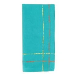 Saro 2625.TQ18S 18 In. Dobby Border Square Table Napkins; Turquoise - Set Of 4