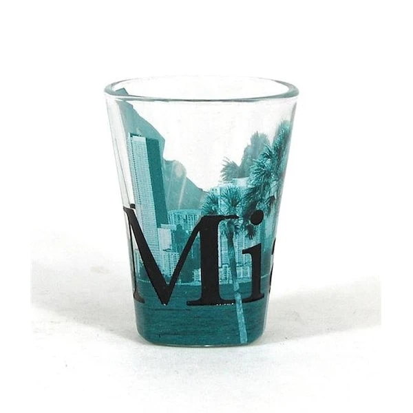 Americaware SGMIA01 Miami Duo Tone Etched Shot Glass