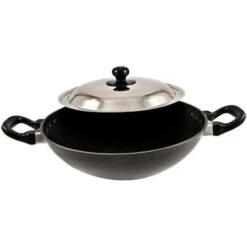 Hawkins Q55 Futura Non-Stick Deep-Fry Pan(Kadhai) With Steel Lid And Round Bottom - 2.5 Litres