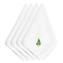 Christmas Tree Embroidered Napkins, Set Of 4, 4PK