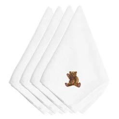 Christmas Bear Embroidered Napkins, Set Of 4, 4PK