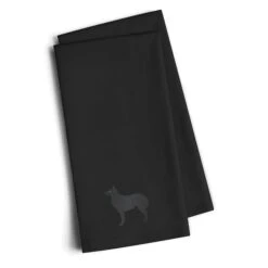 Croatian Sheepdog Black Embroidered Kitchen Towel, Set Of 2