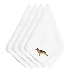 German Shepherd Embroidered Napkins, Set Of 4
