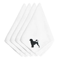 Carolines Treasures BB3468NPKE Portuguese Water Dog Embroidered Napkins; Set Of 4