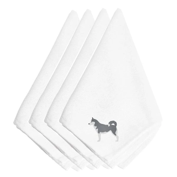 Siberian Husky Embroidered Napkins, Set Of 4