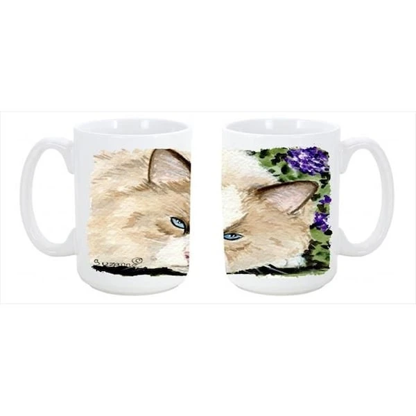 Carolines Treasures SS8825CM15 Cat Dishwasher Safe Microwavable Ceramic Coffee Mug 15 Oz.