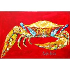 Crab Blue On Red- Sr Fabric Placemat