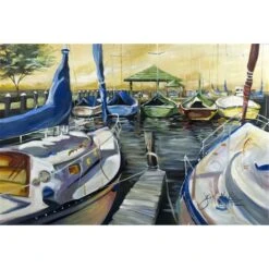 Seven Boats Sailboats Fabric Placemat