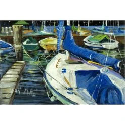 Night On The Docks Sailboat Fabric Placemat