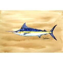Swordfish On Sandy Beach Fabric Placemat