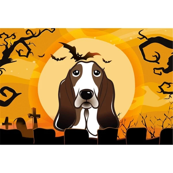 Halloween Basset Hound Fabric Placemat