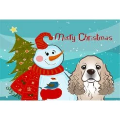 Snowman With Cocker Spaniel Fabric Placemat