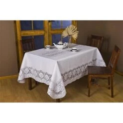 Tapestry Trading 652W65 65 In. European Lace Table Cloth; White