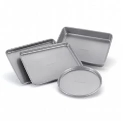 Farberware 57775 4-Piece Set- - 2 - 10-Inch By 7-Inch Cookie Pans; - 1 - 10-Inch By 7-Inch Cake Pan; - 1 - 7-Inch Pizza Pan