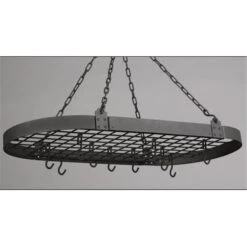 36 X 18 Graphite Oval Pot Rack With 12 Hooks