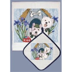 Pipsqueak Productions DP926 Westie Dish Towel And Pot Holder Set