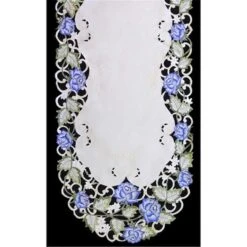 H7538-B Victorian Rose & Blue Runner, 12 X 65 In.