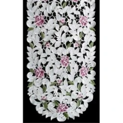 Sinobrite H7662-RS Purple Cottage Rose Round Doily; 24 In.