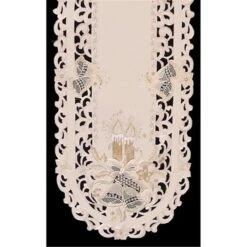 H8675-E Candles & Bells Cream Oval Placemat, 12 X 18 In.